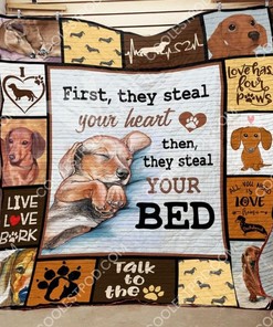 They Steal Your Heart Then They Steal Your Bed Quilt Bedding Set - Playful and Sentimental Quilt Set for Pet Lovers