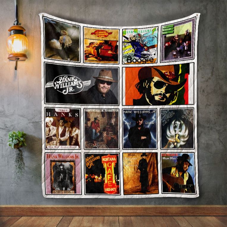 Three Hank Williams Jr Album Quilt Blanket with Bed Set Cute