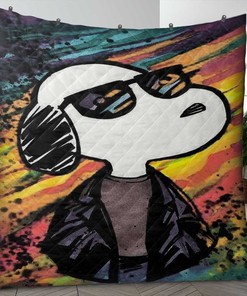Tie-Dye Christmas Gifts Lover Quilt Blanket for Snoopy Aka Joe Cool Fans