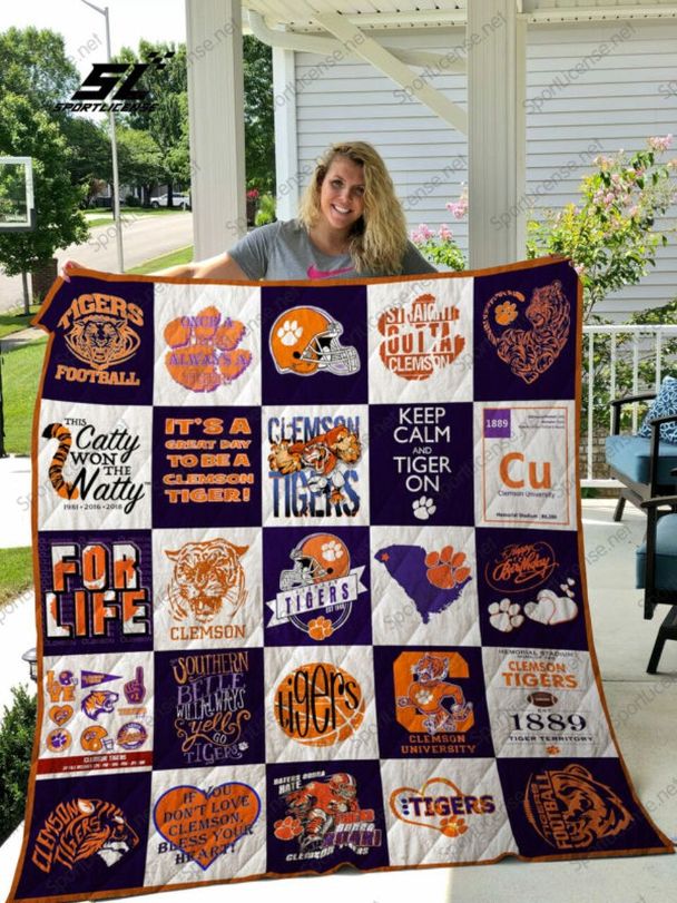 Tiger On NCAA Clemson Tigers Collection Great Quilt Bedding Set