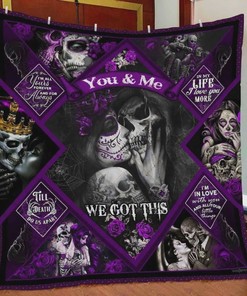 Till Death Do Us Apart with Skull Husband and Wife Quilt Blanket - Personalized Gifts
