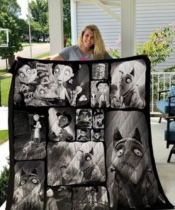 Tim Burton's Frankenweenie Halloween Quilt Blanket in a Mono Style