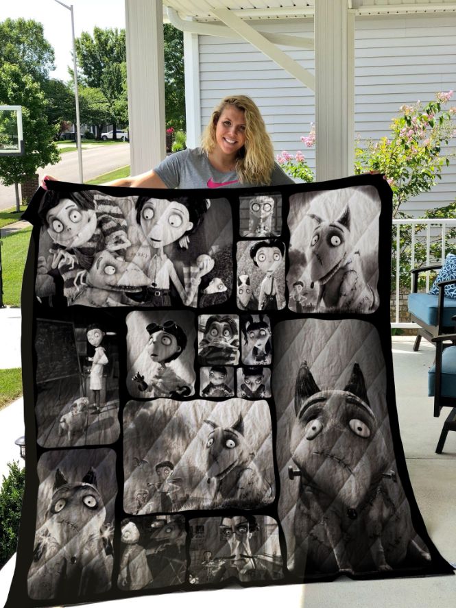 Tim Burton's Frankenweenie Halloween Quilt Blanket in a Mono Style