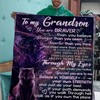 To Grandson Grandma Wolf Braver Blanket Fleece for Grandsons and Animal Lovers
