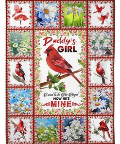 To My Dad Cardinal Daddy's Girl Fleece Blanket - A Sentimental Father's Day Gift for Your Dad with Bed Set For Girls