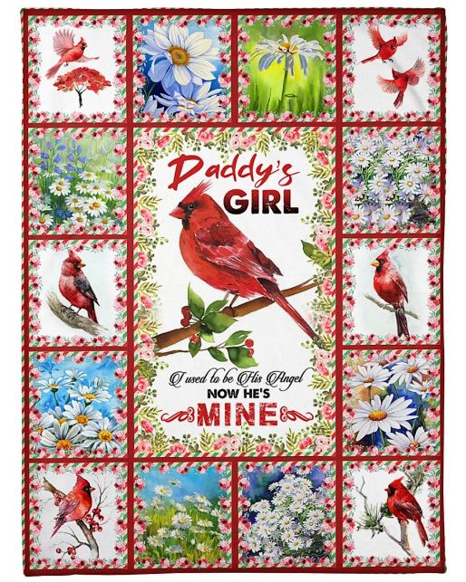 To My Dad Cardinal Daddy's Girl Fleece Blanket - A Sentimental Father's Day Gift for Your Dad with Bed Set For Girls