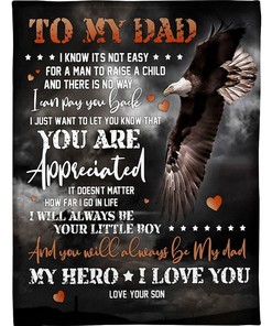 To My Dad Eagle Fleece Blanket - A Patriotic Gift For a Proud Dad with Bed Set Cute