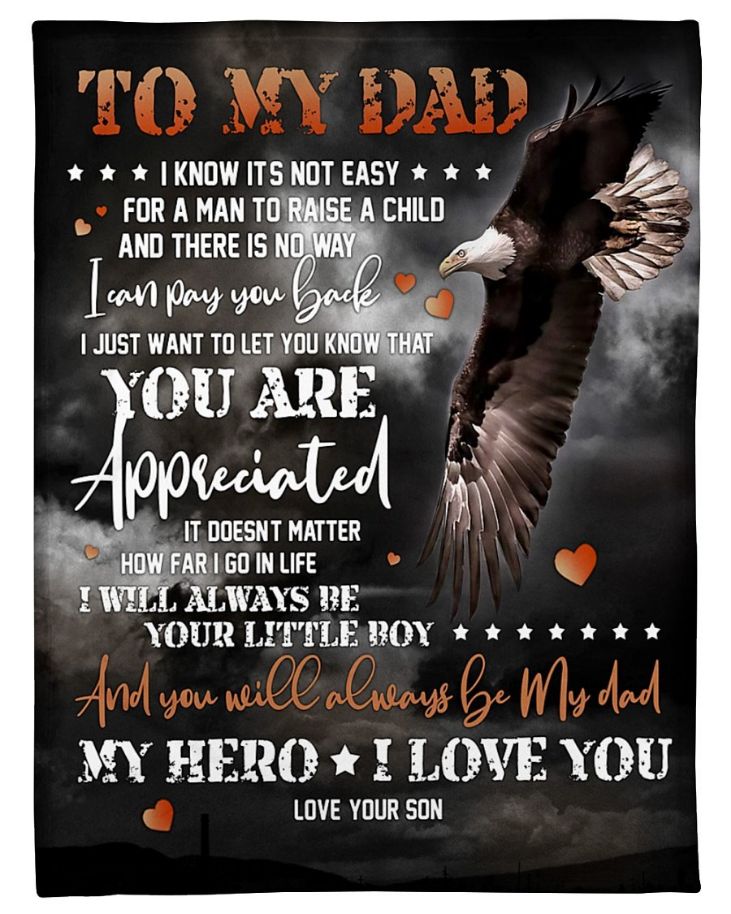 To My Dad Eagle Fleece Blanket - A Patriotic Gift For a Proud Dad with Bed Set Cute