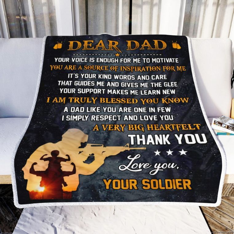 To My Dad Thank You For Your Sacrifices Fleece Blanket - Gratitude for Your Military Veteran Father with Bed Set Twin