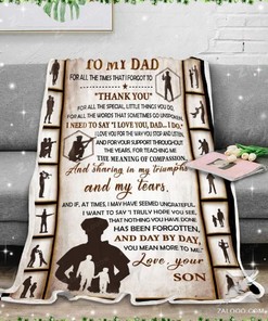 To My Dad Thank You Police Son Quilt Blanket for a Grateful Father's Day with Quilt Bedding Set Full