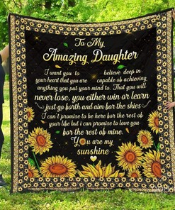 To My Daughter From Parents Sunflower Quilt Blanket