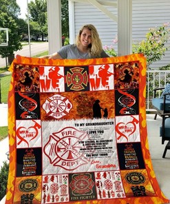 To My Granddaughter Love Grandmom Firefighter Quilt Bedding Set - The Perfect Gift From Grandmother To Grandchild