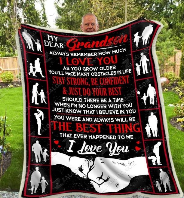 To My Grandson Fleece Blanket Quilt Bedding Set - Show Your Grandson Some Love