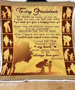 To My Grandson Fleece Blanket Quilt Bedding Set from Grandma for Family Members