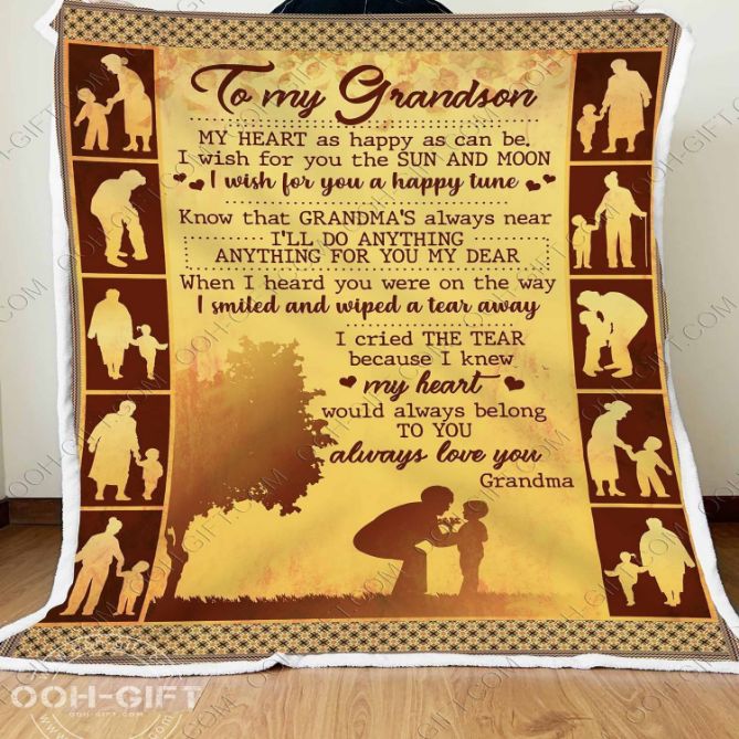 To My Grandson Fleece Blanket Quilt Bedding Set from Grandma for Family Members