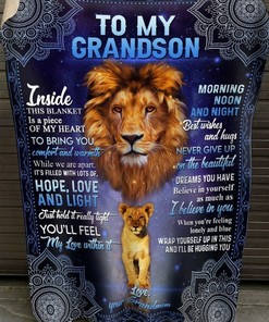 To My Grandson I Believe In You Fleece Blanket Quilt Bedding Set Christmas Birthday Anniversary Love From Grandmom