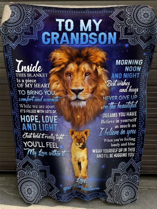 To My Grandson I Believe In You Fleece Blanket Quilt Bedding Set Christmas Birthday Anniversary Love From Grandmom