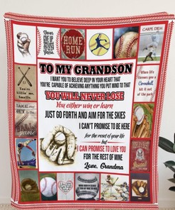 To My Grandson You Will Never Lose Baseball Fleece Blanket For Grandson From Grandma Baseball Lovers Birthday Bedding