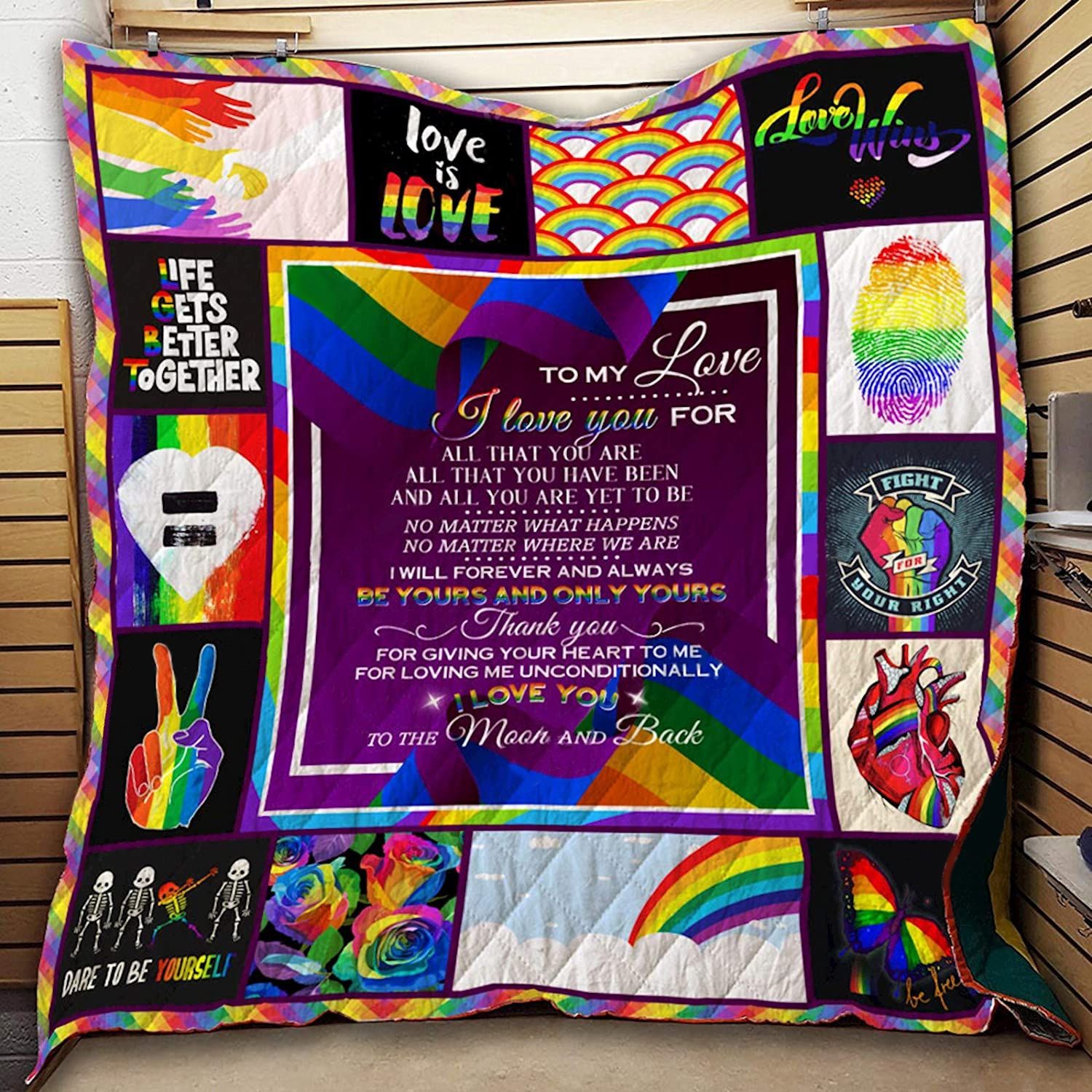 To My Love I Love You To The Moon And Back Personalized Quilt Bedding Set