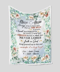To My Niece Consider It A Big Hug Flower Personalized Blanket For Niece From Auntie Birthday