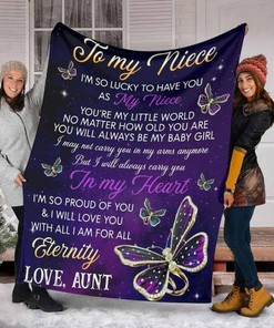 To My Niece I Am So Lucky To Have You Fleece Quilt Bedding Set for Family Bonding