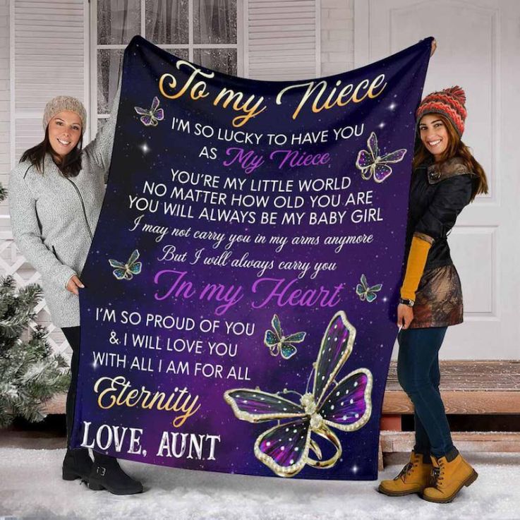 To My Niece I Am So Lucky To Have You Fleece Quilt Bedding Set for Family Bonding