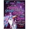 To My Niece You Are Braver Stronger Smarter Than You Think Seem Believe From Aunt Unicorn Cozy Blanket