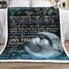 To My Wife Never Forget That I Love You Cat Fleece Blanket Bed Set Cute from Husband