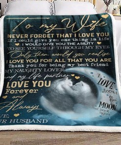 To My Wife Never Forget That I Love You Cat Fleece Blanket Bed Set Cute from Husband