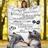 To My Wife Wolf: Vintage Quilt Bedding Set with Fleece Blanket for Anniversary or Valentine's Day