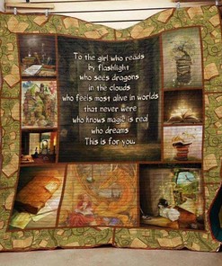 To The Girl Who Reads By Flashlight Books Quilt Blanket - Get Cozy with Your Favorite Books