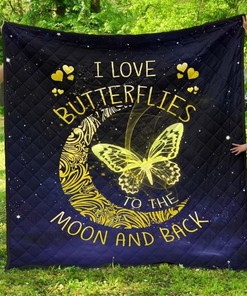 To the Moon and Back Butterfly Quilt Blanket, Perfect Gift for Butterfly Lovers