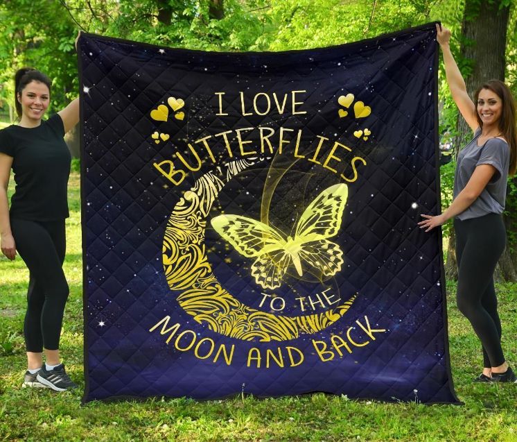 To the Moon and Back Butterfly Quilt Blanket, Perfect Gift for Butterfly Lovers