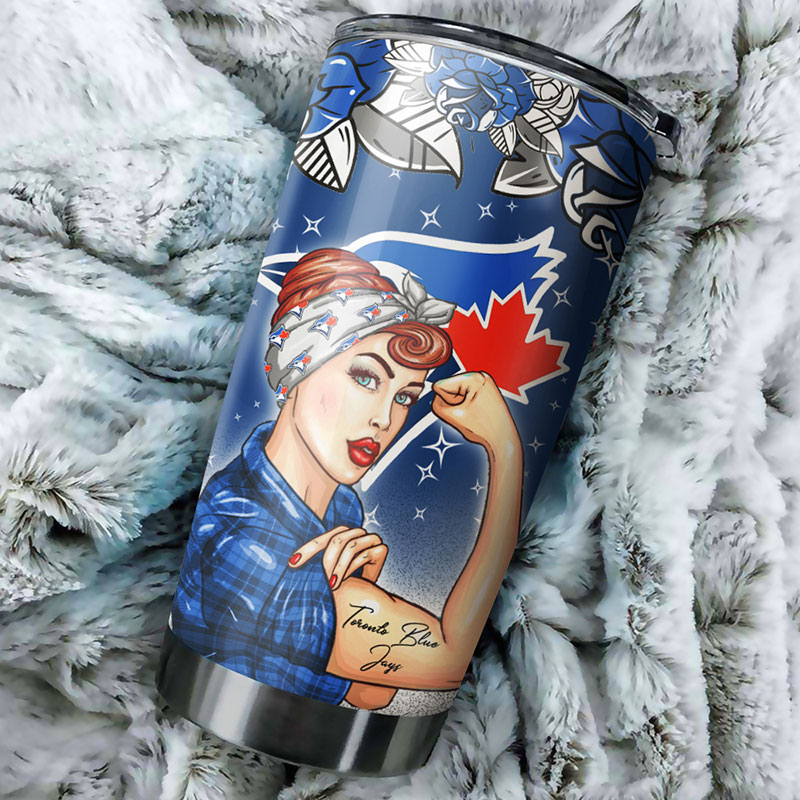 Toronto Blue Jays MLB Tumbler - Strong Best Mom Ever Design - Image 2