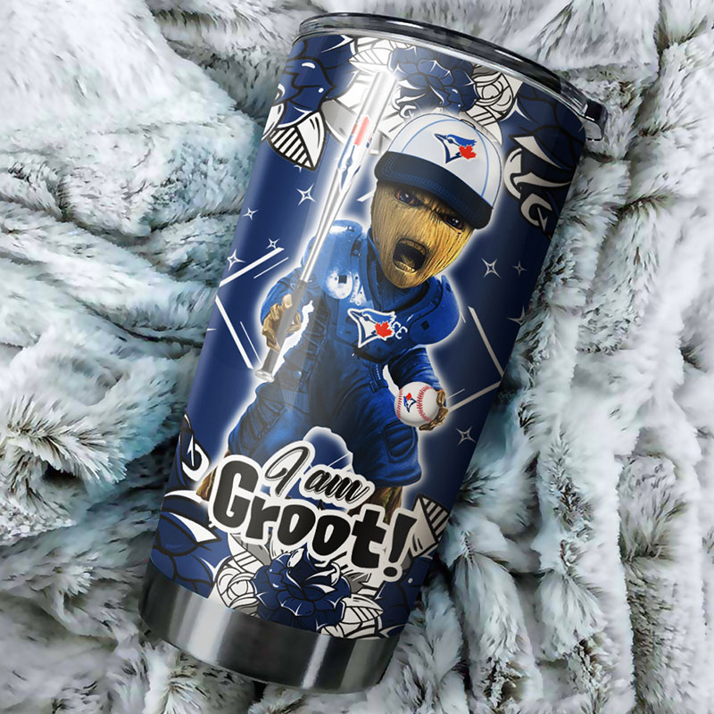 Toronto Blue Jays MLB Tumbler with I Am Groot Design for Baseball Fans
