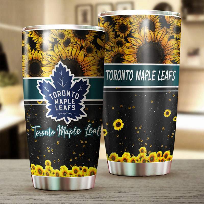 Toronto Maple Leafs NHL Tumbler - Beautiful Sunflower Design Tumbler - Image 2