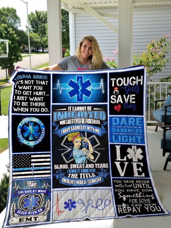 Tough Girls Save Lives Emt Quilt Blanket for Women