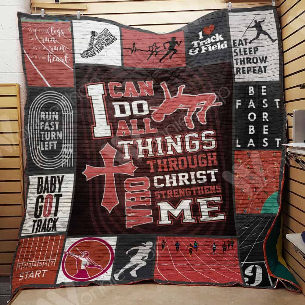 Track and Field I Can Do All Things Quilt Blanket - Great for Athletes