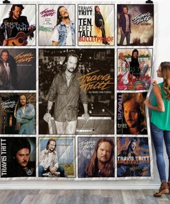 Travis Tritt Albums Quilt Blanket 02, Cozy Bed Set for Country Music Fans