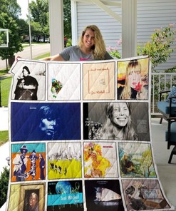 Tribute Joni Mitchell Albums Collection Quilt Blanket, Honoring the Folk Music Icon