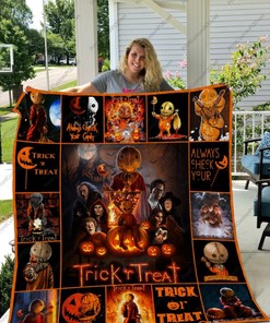 Trick 'R Treat Halloween Quilt Blanket reminding you to Always Check