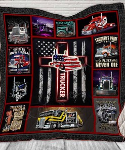 Trucker US Flag Quilt Bedding Set: Soft and Cozy Fleece Blanket