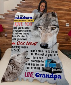 Trucker's Grandson Quilt Bedding Set: Premium Fleece Blanket