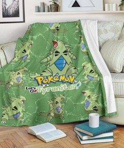 Tyranitar Fleece Blanket - Let's Go Pokemon Bedding for Fans