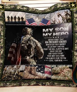 U.S Army To My Son From Mom Never Forget That I Love You Personalized Quilt Bed Set with Patriotic Theme