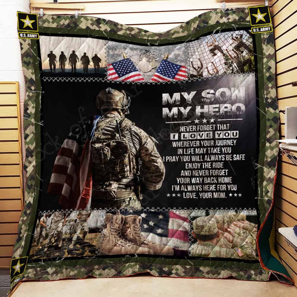 U.S Army To My Son From Mom Never Forget That I Love You Personalized Quilt Bed Set with Patriotic Theme