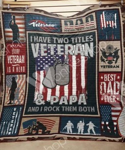 US Veteran Papa Rocks Quilt Blanket: A Perfect Customized Gift