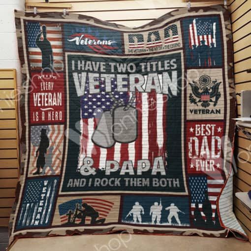 US Veteran Papa Rocks Quilt Blanket: A Perfect Customized Gift
