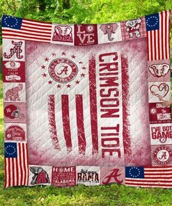 USA Flag Alabama Crimson Tide Great Ncaa Quilt Bedding Set - Celebrate Your Fandom in Style