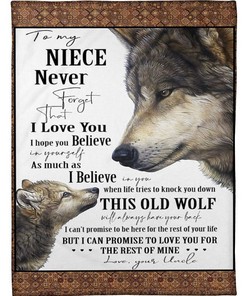 Uncle To Niece Always Have Your Back Wolf Fleece Blanket Quilt Bedding Set for Girls